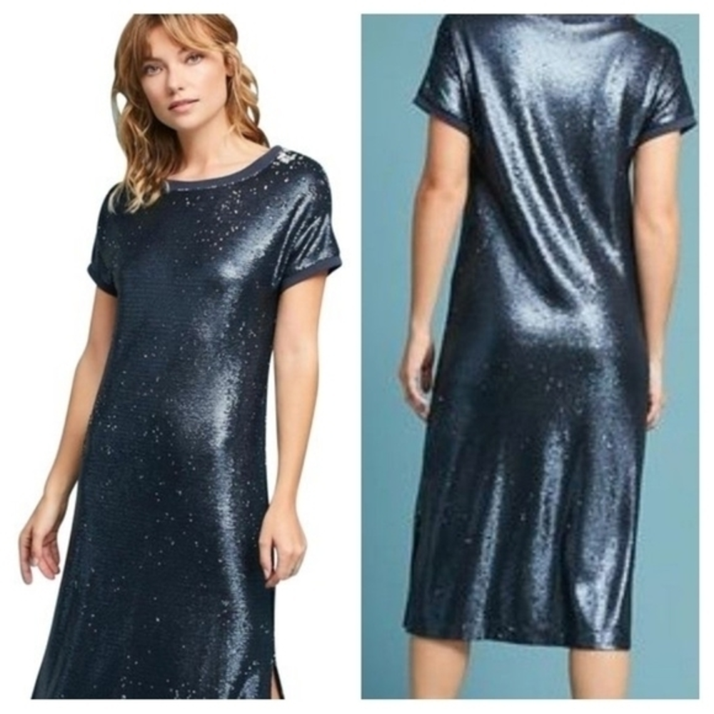 MOULINETTE SOEURS BLUE INTERSTELLAR TUNIC MID-LENGTH SHORT CASUAL DRESS‎